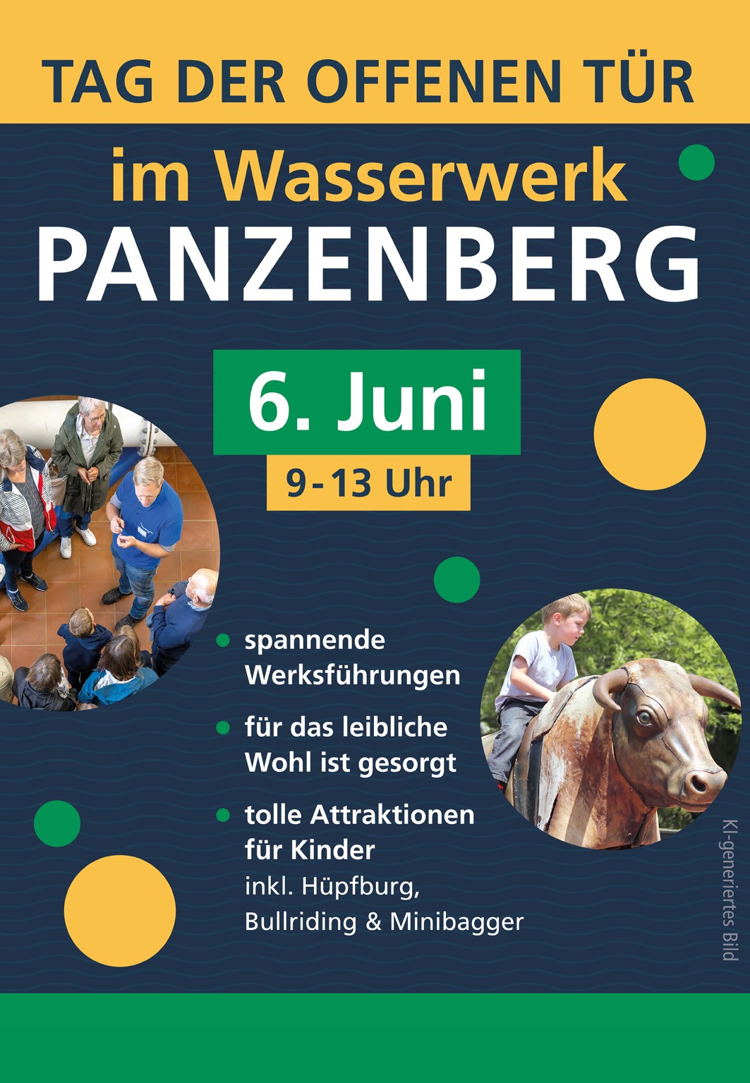 Foto Plakat Tag der offenen Tür 2026 Das Plakat wirbt für den Tag der offenen Tür am 6. Juni 2026 von 09:00 bis 13:00 Uhr am und im Wasserwerk Panzenberg.